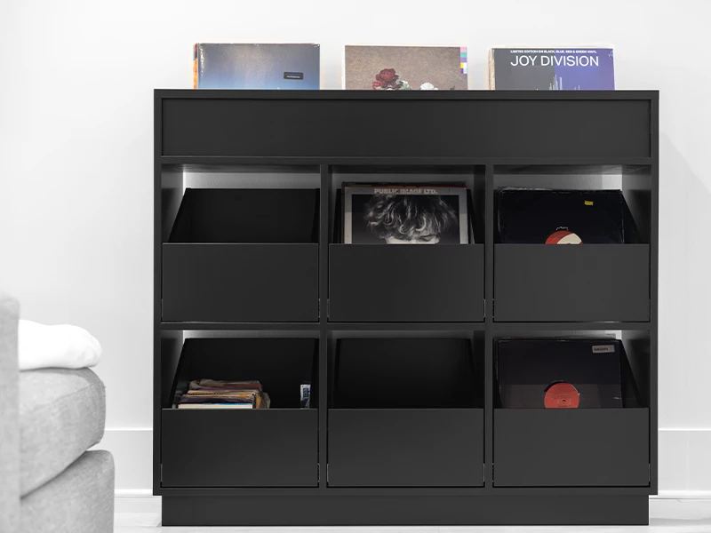 Black LP vinyl cabinet